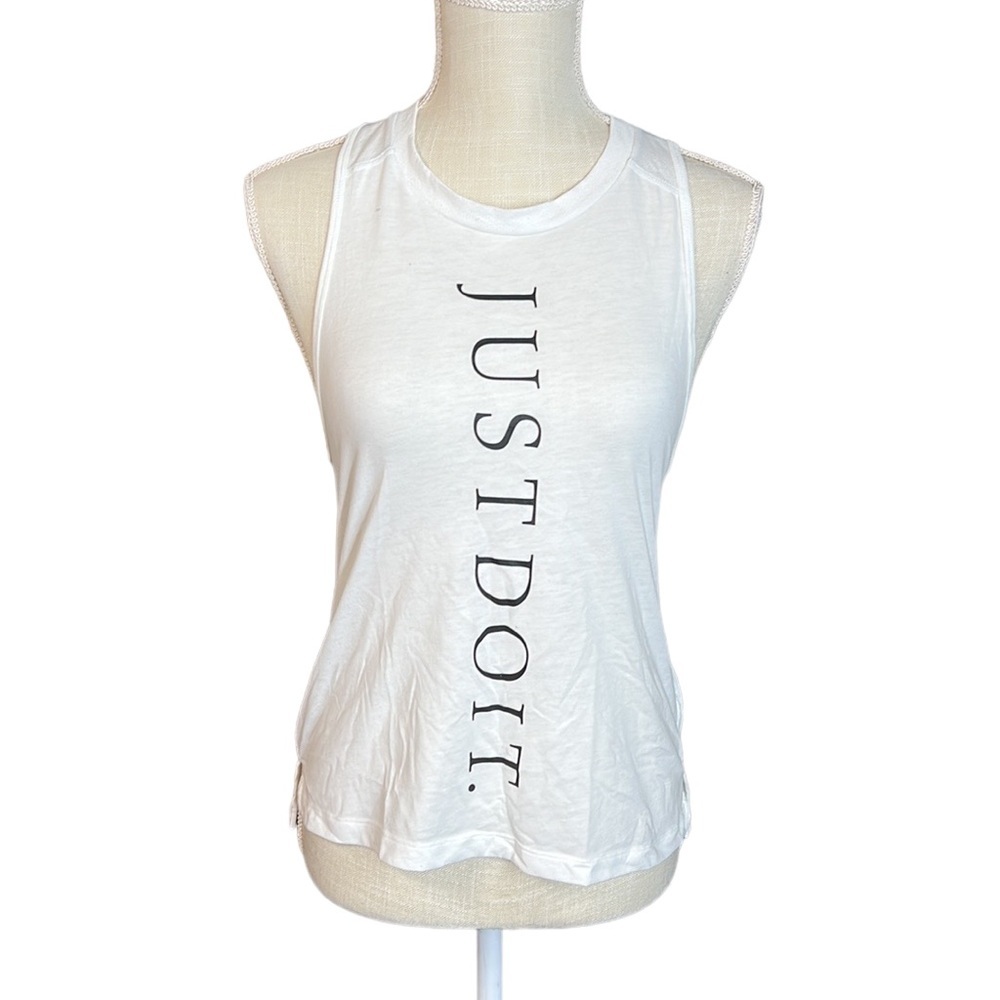 Nike Dri Fit Razorback Tank Top Shirt Just Do It White Black Womens S Active